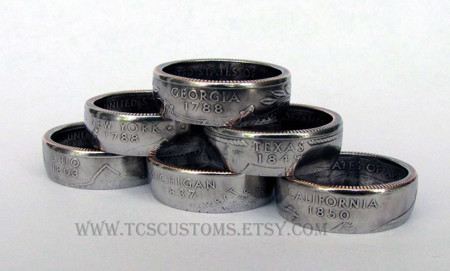State Quarter Coin Rings Choose Your State Unique Rings Coin