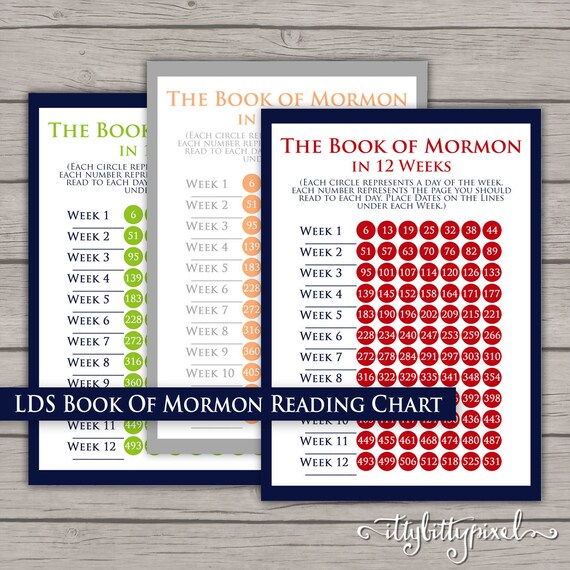 LDS Book of Mormon Reading Chart Young Mens by IttyBittyPixel