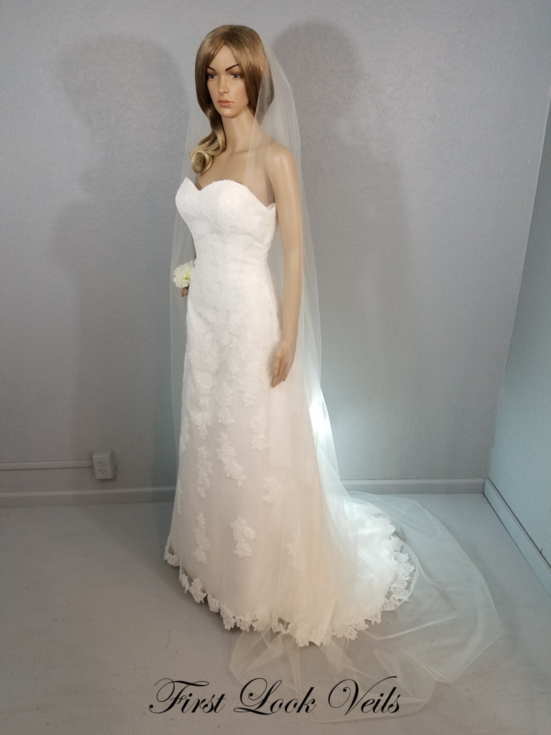 Ivory Wedding Veil Bridal Cathedral Veil One Layer Plain