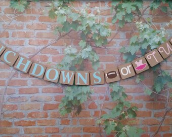 PETITE Gender Reveal, Touchdowns or Tutus Reveal Banner, Cupcake Toppers Footballs and Tutus, Gender Reveal Party Decoration