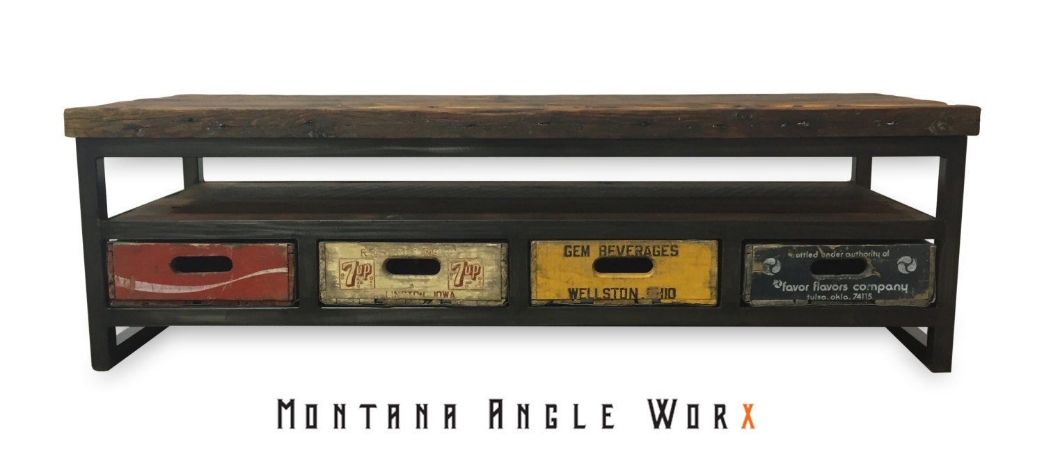 Low Boy Console Table with Vintage Soda Crates by MontanaAngleWorx