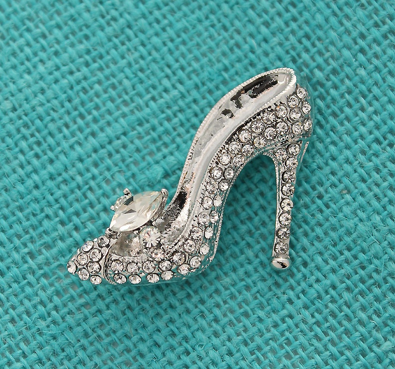Cinderella Shoe Brooch Crystal Rhinestone Brooch Wedding