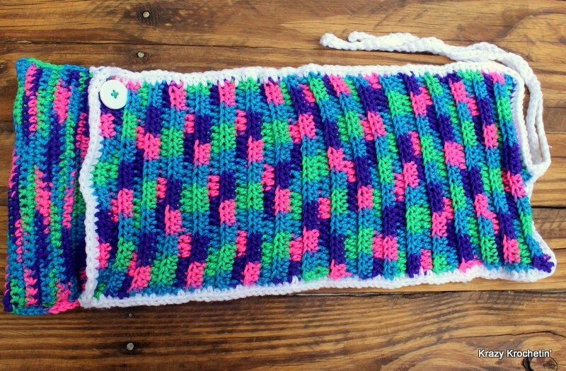 Crochet Doll Sleeping Bag 18 Inch Doll Blue by KrazyKrochetin