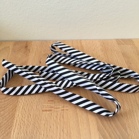 Black and White striped cotton double-fold bias tape