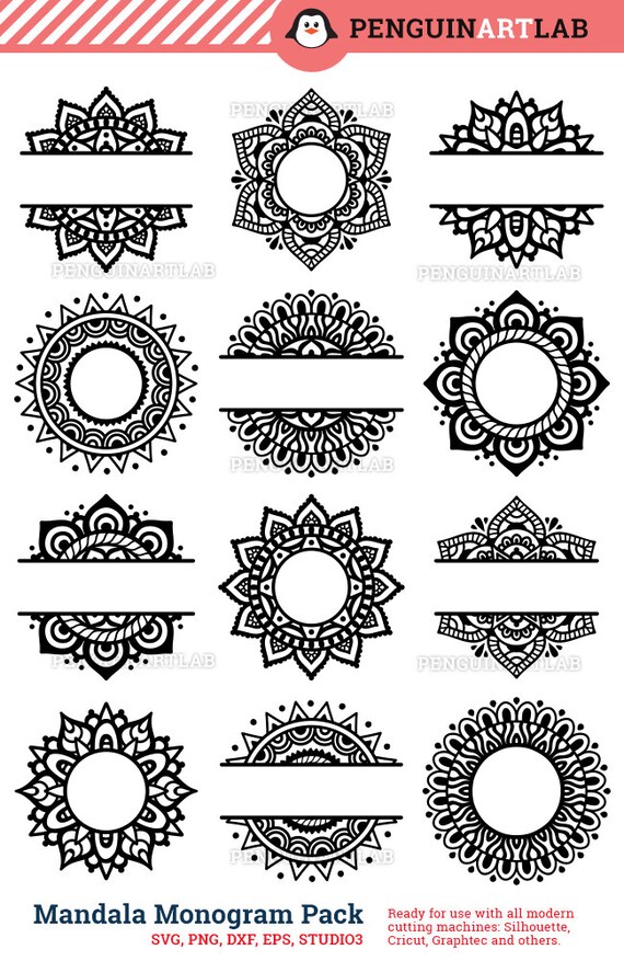 Download Mandala Pack Monogram and Split SVG Cut Files for ...