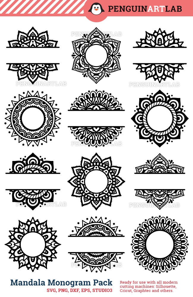 Download Mandala Monogram Svg Designs Printable - Layered SVG Cut File