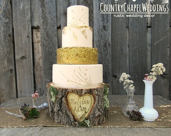Personalized Rustic Log Cake Stand ~ Elm Wood Cake Stand ~ Rustic Wedding, Barn Wedding, Rustic Cake Stand, Stump Cake Stand~ Summer Wedding