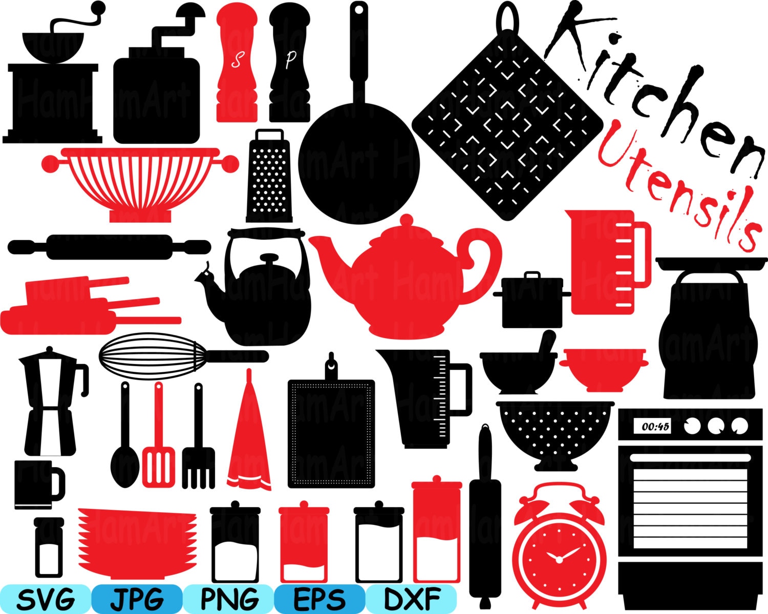 Download Kitchen Utensils Monogram Silhouette Cameo Cutting Files cut