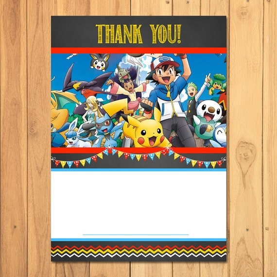 Pokemon Thank You Card Chalkboard Instant Download Pokemon