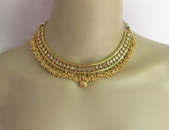 Wedding Gold Necklace/South Indian Jewelry by Beauteshoppe on Etsy