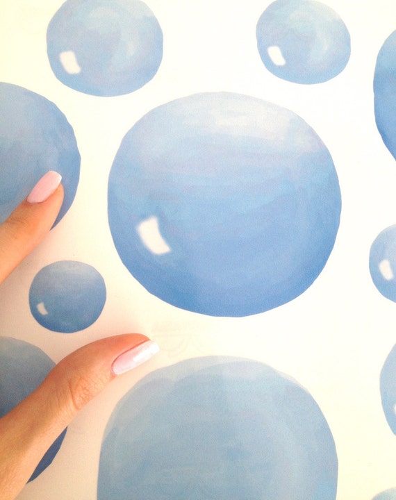 23 Large Blue Bubble Decals Watercolor Bubble Decals for