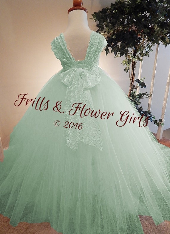 Mint Green Flower Girl Dress Mint Green by FrillsandFlowerGirl