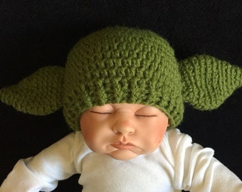 Crocheted Yoda Hat/ Baby Shower Gift/ Photo Prop Hat/ Star Wars Crocheted Yoda Hat