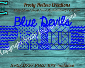 Blue Devils Pride cutting file SVG, DXF, EPS instant download.