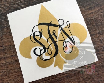 Fleur de Lis | Fleur de Lis Decal | Fleur de Lis Monogram | Monogrammed Decal | Louisiana Decal | Saints