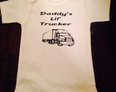 Items similar to Daddys little trucker truck driver baby toddler child ...