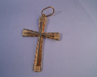 French Vintage 18K Gold Cross Charm Pendant Religious Crucifix Pendant.Jesus gold crucifix Gold Jesus cross Pendantreligious jewelry.