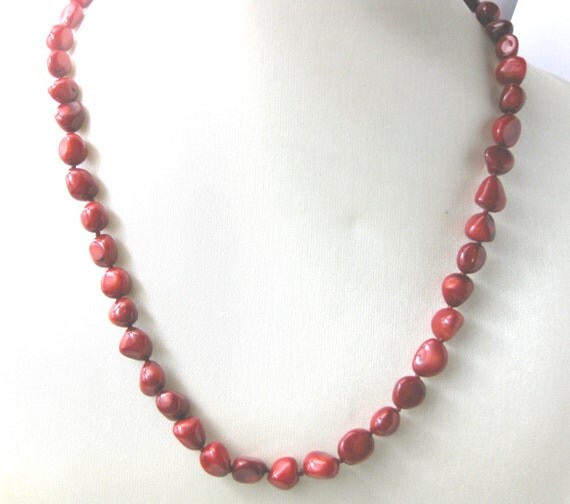 Red Coral Chip Necklace nk-cr10