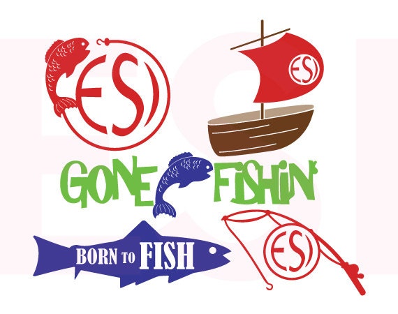 Download Fishing SVG, DXF, EPS, Circle monogram designs, vinyl cut ...