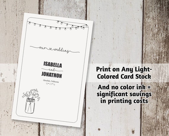 Printable Wedding Ceremony Book Template Unlimited Pages