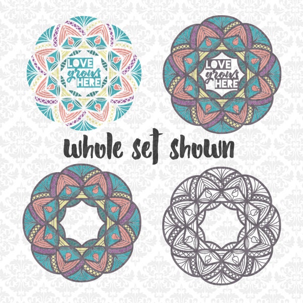 Download Mandala Garden Flower Love Grows Here Intricate Henna SVG DXF