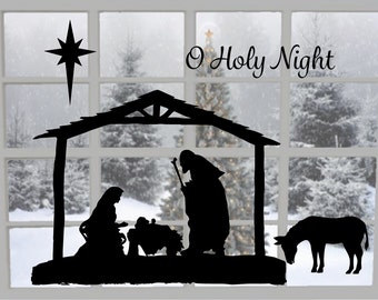 O Holy Night, Nativity Vinyl Window Decal