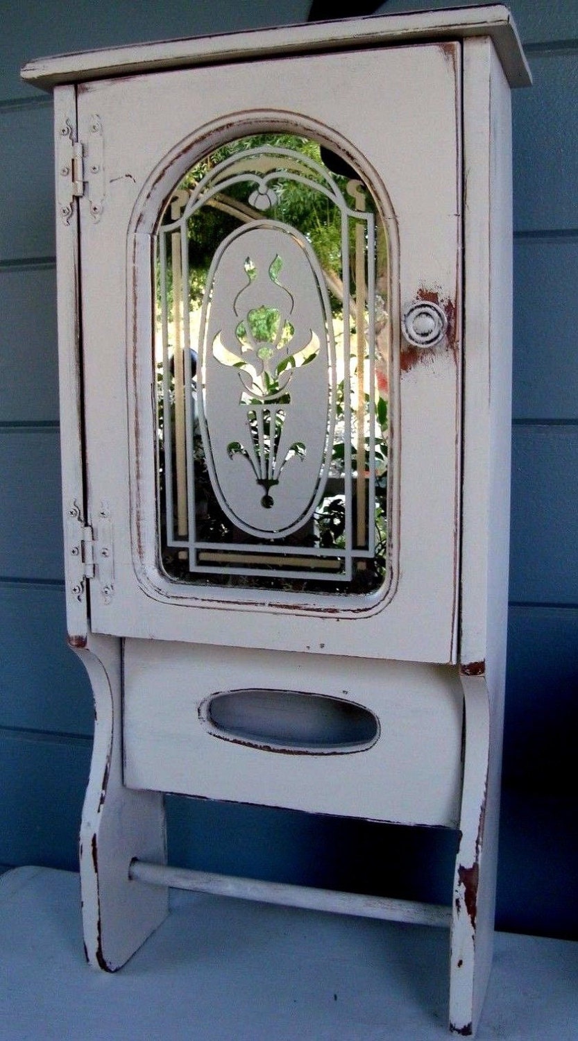 vintage wood white medicine cupboard by PumpkinDoodlePrims