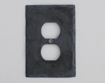 Decorative Single Outlet Cover, Switch Plate, Wall Plate, Rustic, Stone, Black, Gray, Purple, Patina Gray, Stone light switch plate cover.