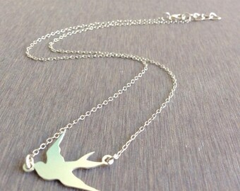 Bird Necklace, Tiny Swallow Necklace, Gold Bird Necklace, Friendship Necklace, Nautical Necklace, Gold Necklace, Petite Necklace