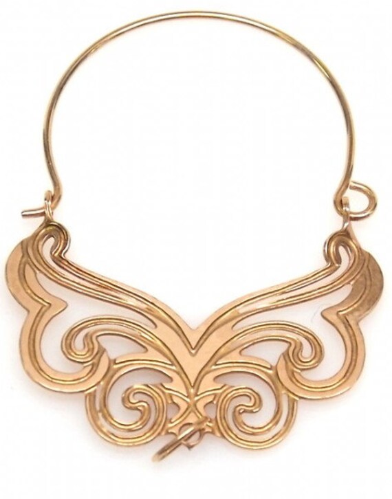 Solid 14K Gold Charm Holder Filigree Vintage Fancy Yellow