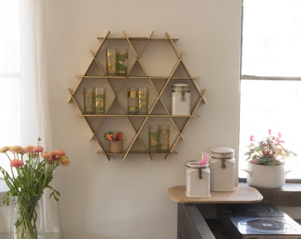 Gold Kitchen Wall Storage, Shelf Organizer, Spice Rack, Modern Kitchen Decor, Coffee Cup Holder, Kitchen Display, Pantry Storage