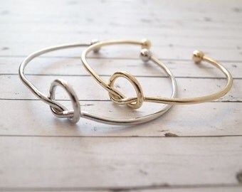 Silver Gold & Rose Love Knot Adjustable Bracelets - Tie the Knot Wedding Jewelry - Bridesmaid Proposal Gift - Will you be my Maid of Honor