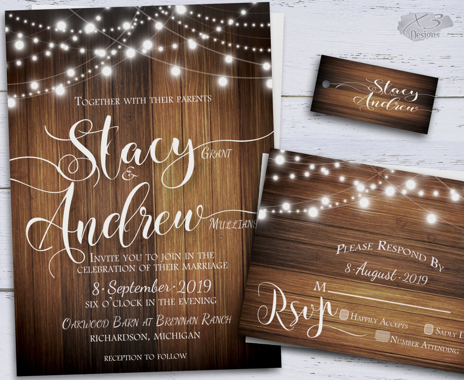 Rustic Wedding Invitation Country DIY Printable by X3designs