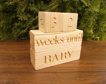 Baby Countdown blocks, Baby Calendar, Handmade nursery decor, Baby shower gift, Home decor, Rustic, Personalized blocks, Wood signs