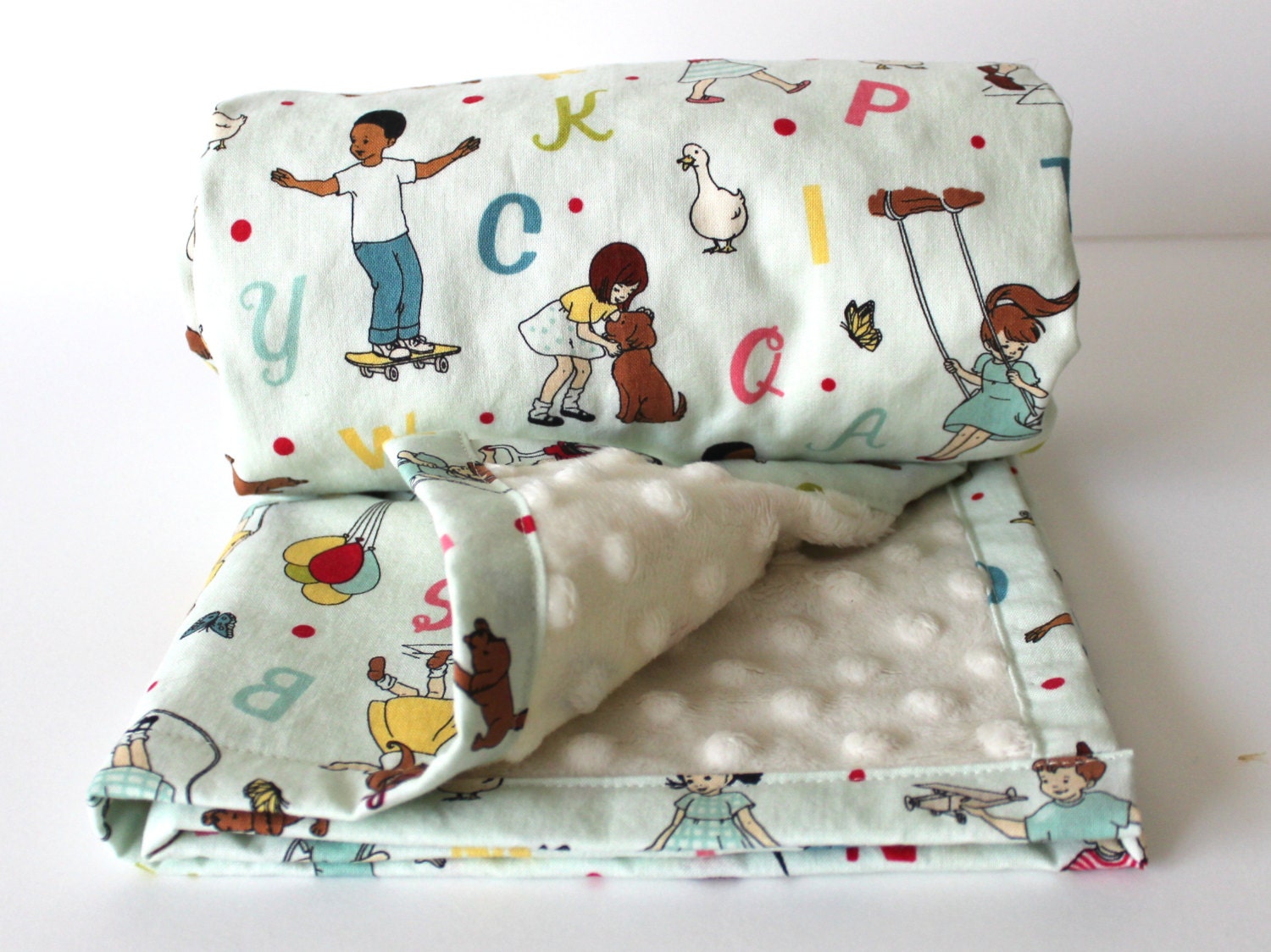 Gender Neutral Baby Blanket Minky Blanket ABC by GoBeWonderful