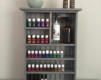 Essential Oil Wall Shelf, Essential Oil Storage, Wall Shelf, Bathroom Shelf, Grey Essential Oil Cabinet