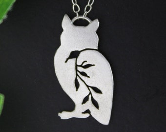 Sterling Silver Owl Necklace, Owl Jewelry, Owl Pendant, Charm Necklace, Filigree Necklace, Animal Jewelry, Silversmith Pendant