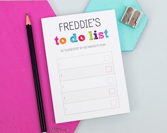 A6 Colourful To Do List Notepad - Personalised Notepad - Personalised Stationery - Note Card