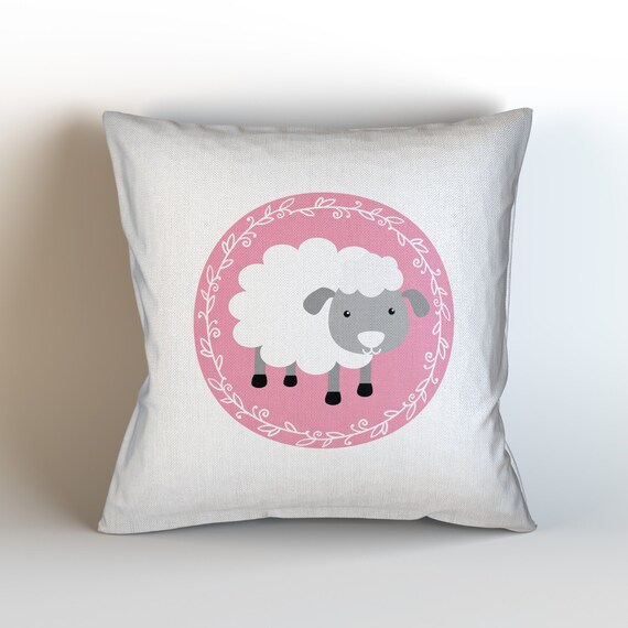 Nursery Sheep Throw Pillow Case w/optional by KaliLaineDesigns