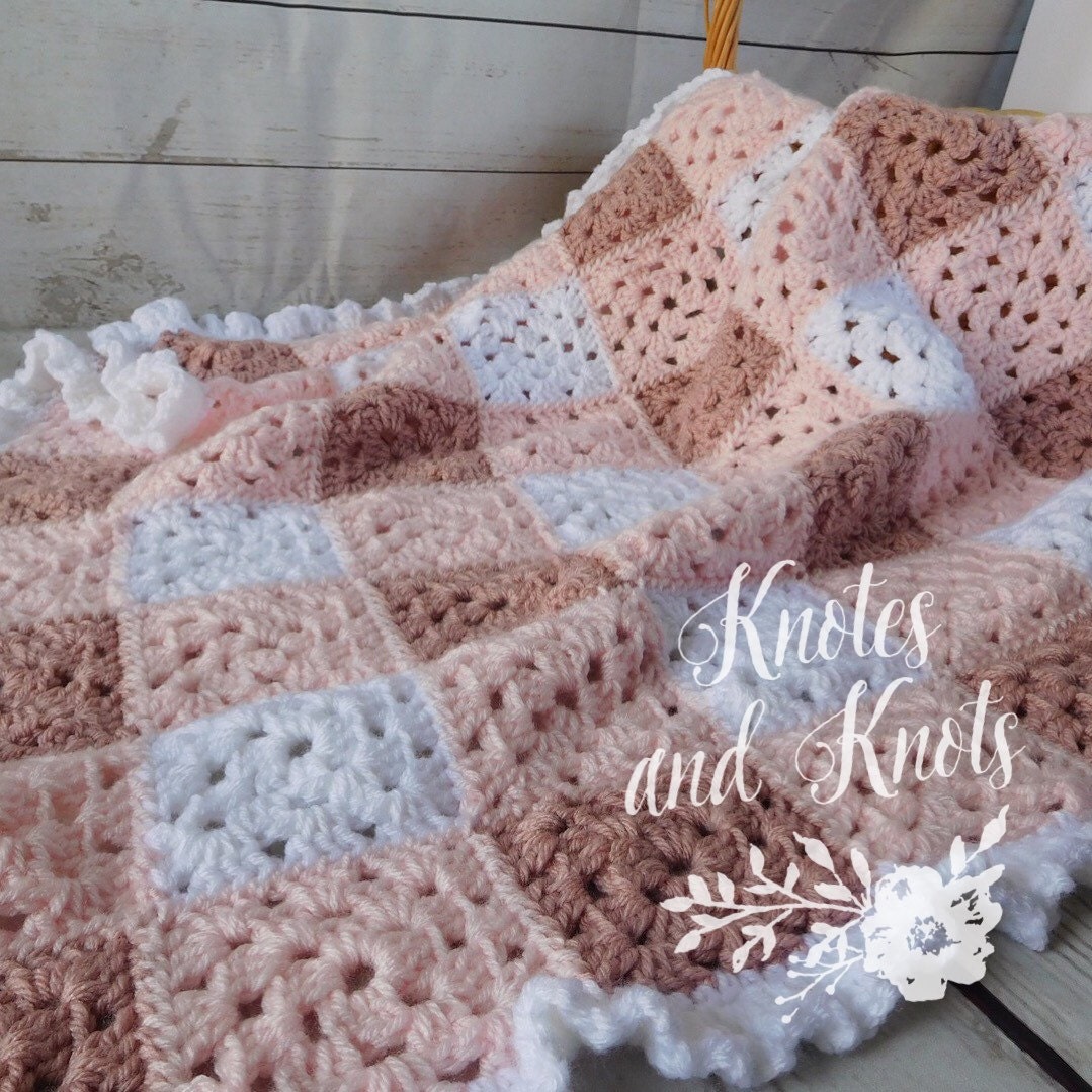 Ready to ship baby crochet blanket baby girl blanket pink