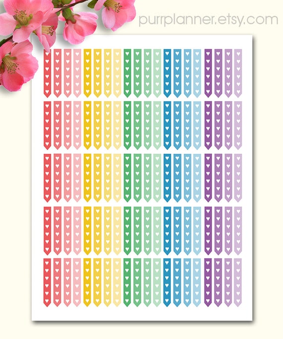 100 Printable rainbow heart checklist stickers by purrplanner