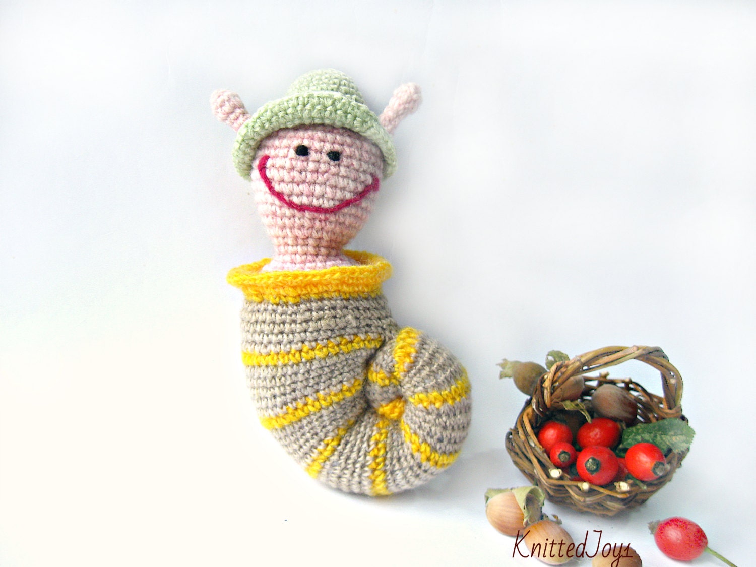 Snail hat With stripes Snail with horns Shell Crochet Soft