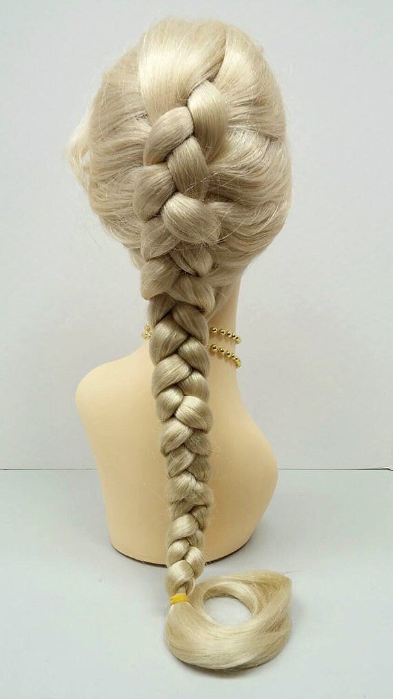 Long 17 inch Blonde French Braid Wig. Elsa Style by ParamountWigs