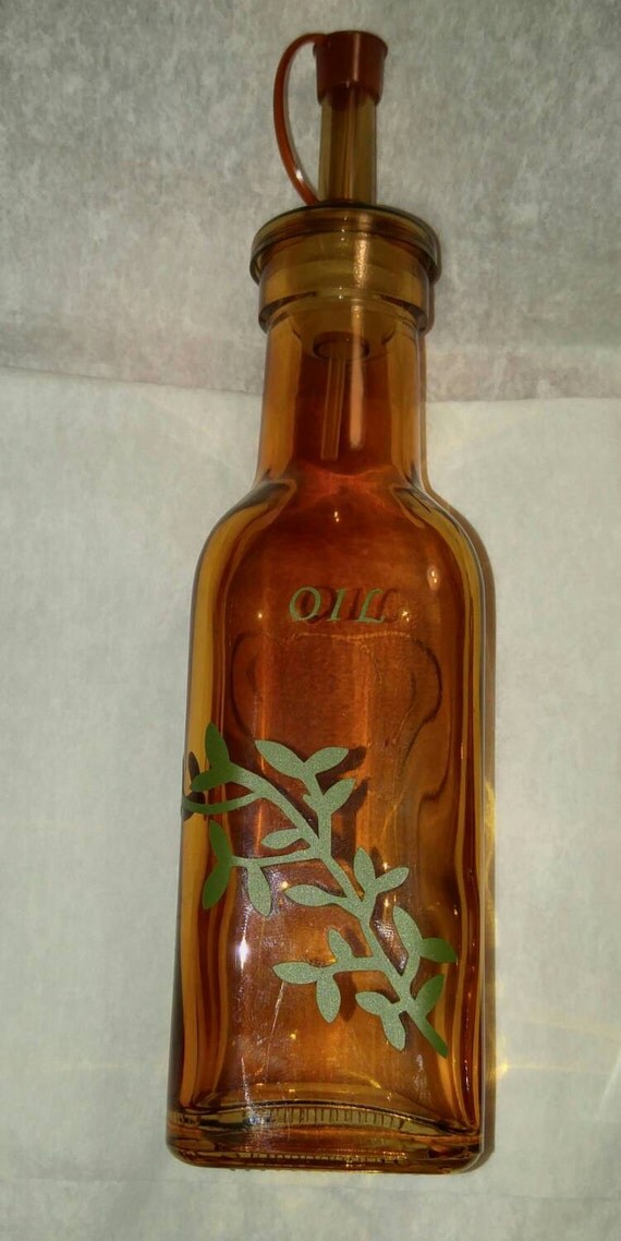 Decorated oil and vinegar bottles glass by KreativeJourney on Etsy