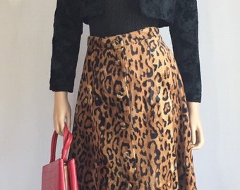 Vintage 1960s Faux Leopard Fur Skirt - 60s Mod Leopard Skin A-Line Skirt - Edie Sedgwick Era Leopard Mod Skirt