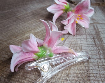 1 X Lily Hair Clip, Slide Or Broach - White Flower Corsage With Pearl Detail | Australia