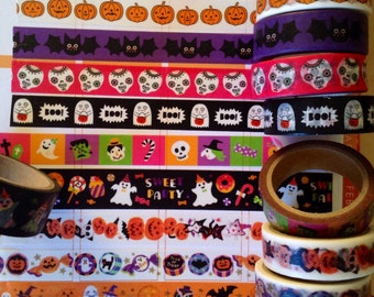 24 inches Halloween washi Tape Samples, ghost washi tape, pumpkin washi tape, bats washi tape, skeleton, black cat ,Halloween washi tape