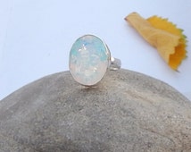 Large Opalite Ring on Sterling - Size 8