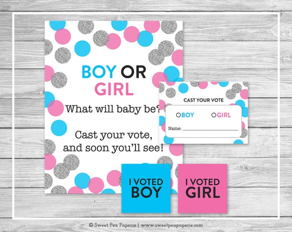 Pink and Blue Gender Reveal Voting Game - Printable Gender Reveal Vote ...