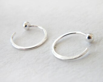 Hammered hoop earrings,Hugging hoop earrings, Hugging hoops, Minimalist hoops, Minimalist hoop earrings, Silver hoops, hoop earrings.